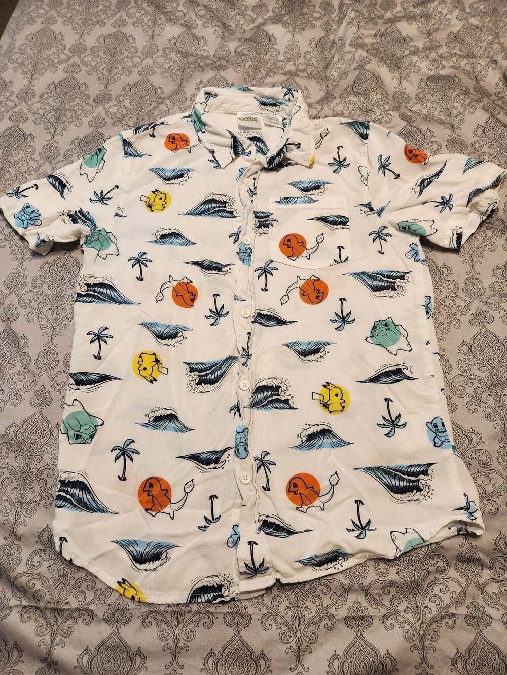 Pokemon Tropical Surf All-Over Print Short Sleeve Button-Down Shirt